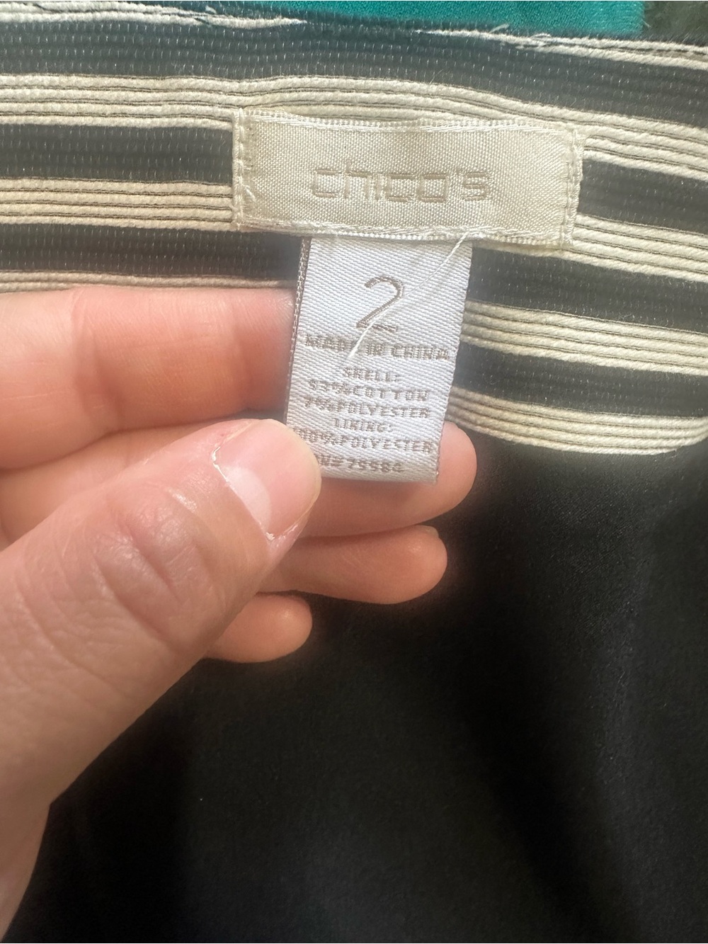 Chico's Black & White Striped Crewneck Jacket - Picture 3 of 3